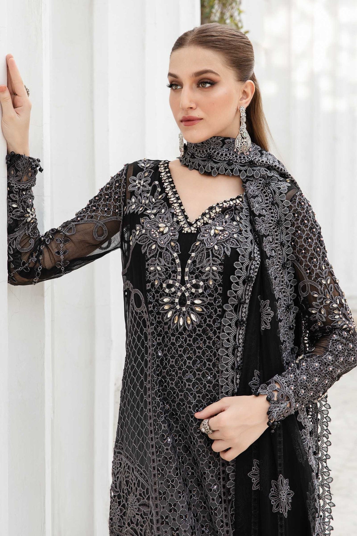 Maria B | Chiffon Formals 24 | Chiffon Suit | MPC-24-101 - by - Libasekhas UK - Registered Vendor of : Maria B - 100% Original Designer Dresss