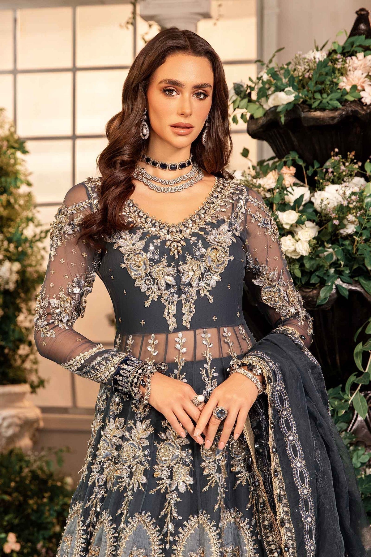 Maria B | Mbroidered Formals 24| Organza Suit | BD-2901 - by - Libasekhas UK - Registered Vendor of : Maria B - 100% Original Designer Dresss