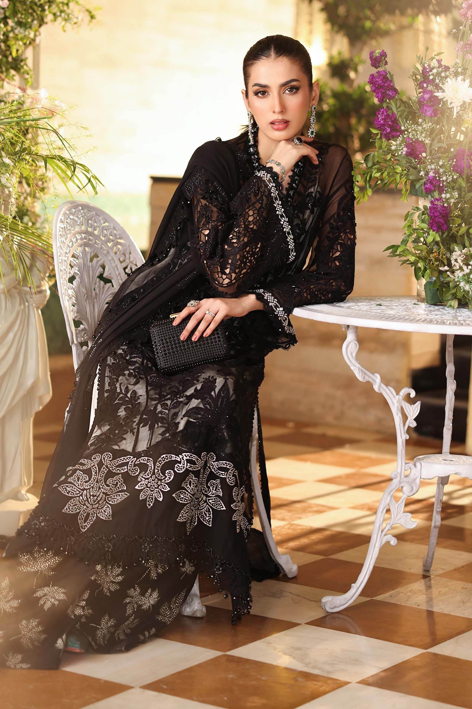 Maria b | Chiffon Formals 26 | MPC-26-101-Black - by Libasekhas UK - Registered Vendor of : Maria B - 100% Original Designer Dress