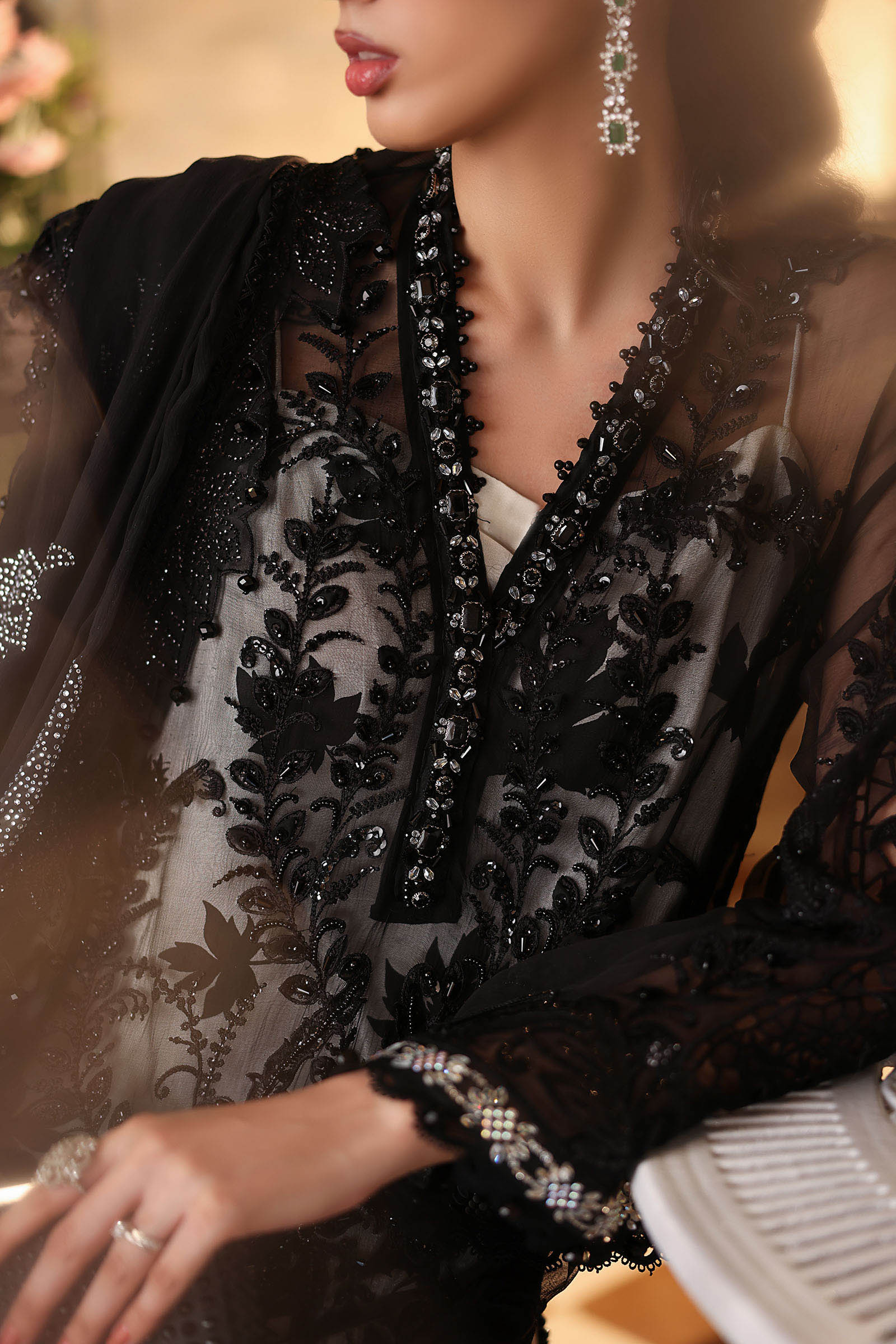 Maria b | Chiffon Formals 26 | MPC-26-101-Black - by Libasekhas UK - Registered Vendor of : Maria B - 100% Original Designer Dress
