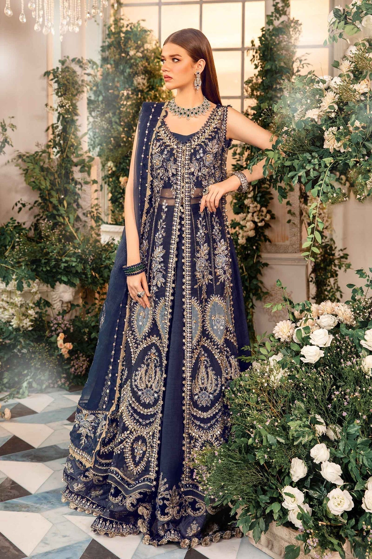 Maria B | Mbroidered Formals 24| Organza Suit | BD-2901 - by - Libasekhas UK - Registered Vendor of : Maria B - 100% Original Designer Dresss