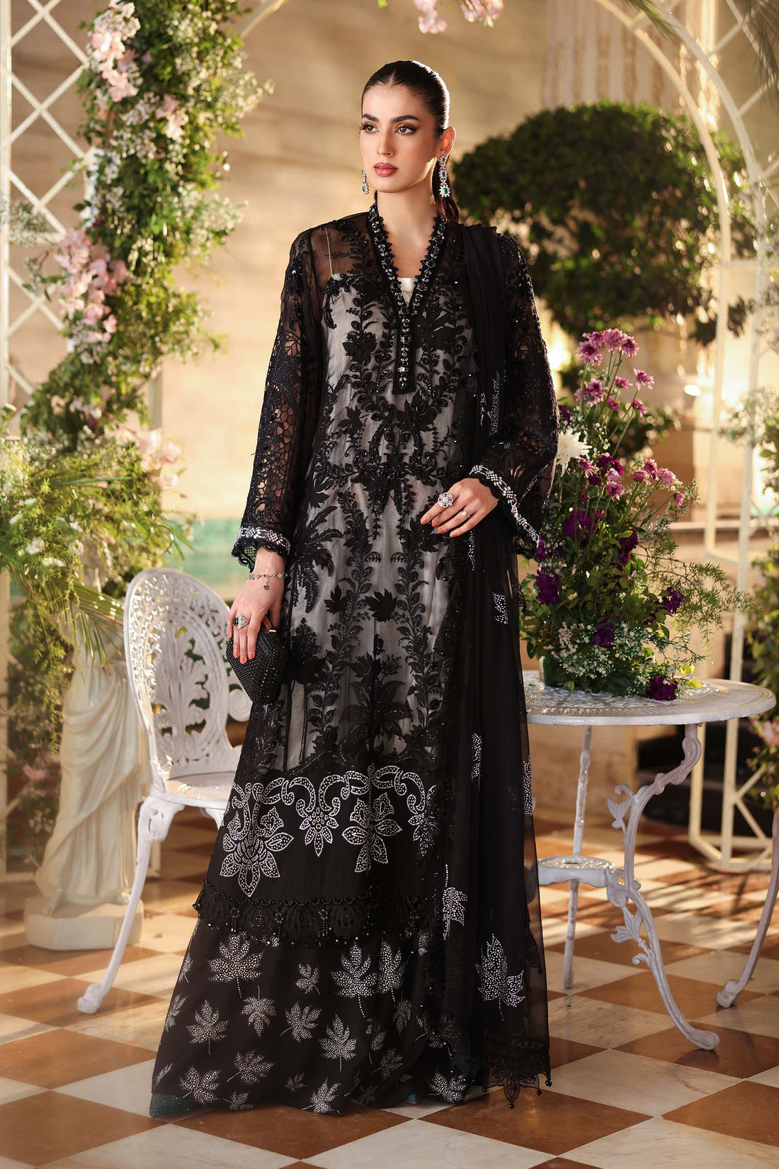 Maria b | Chiffon Formals 26 | MPC-26-101-Black - by Libasekhas UK - Registered Vendor of : Maria B - 100% Original Designer Dress
