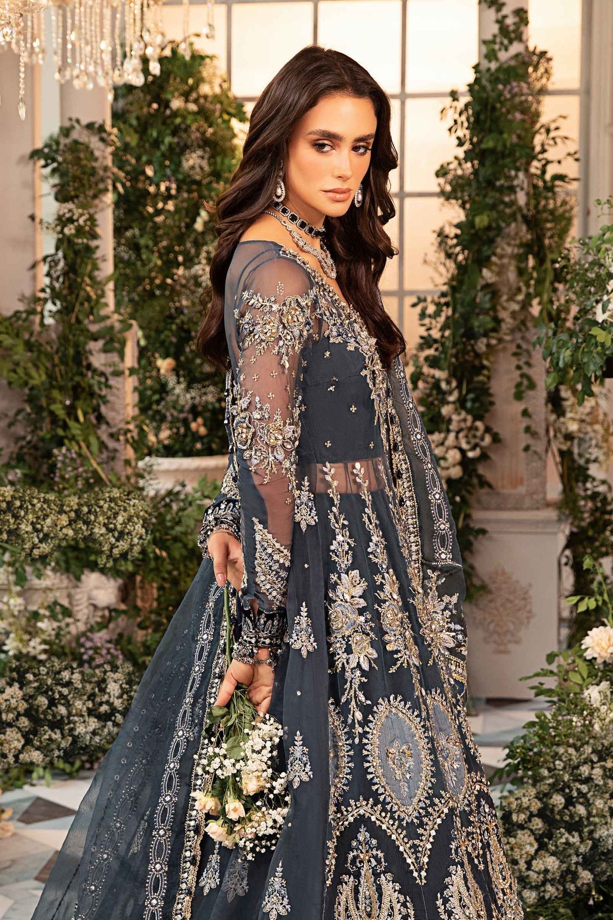 Maria B | Mbroidered Formals 24| Organza Suit | BD-2901 - by - Libasekhas UK - Registered Vendor of : Maria B - 100% Original Designer Dresss