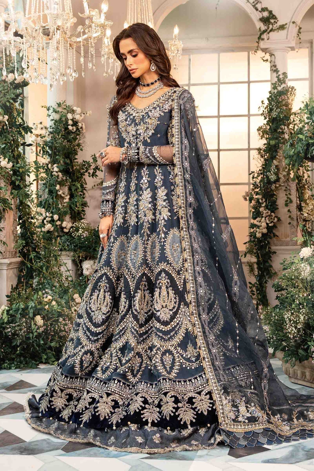 Maria B | Mbroidered Formals 24| Organza Suit | BD-2901 - by - Libasekhas UK - Registered Vendor of : Maria B - 100% Original Designer Dresss