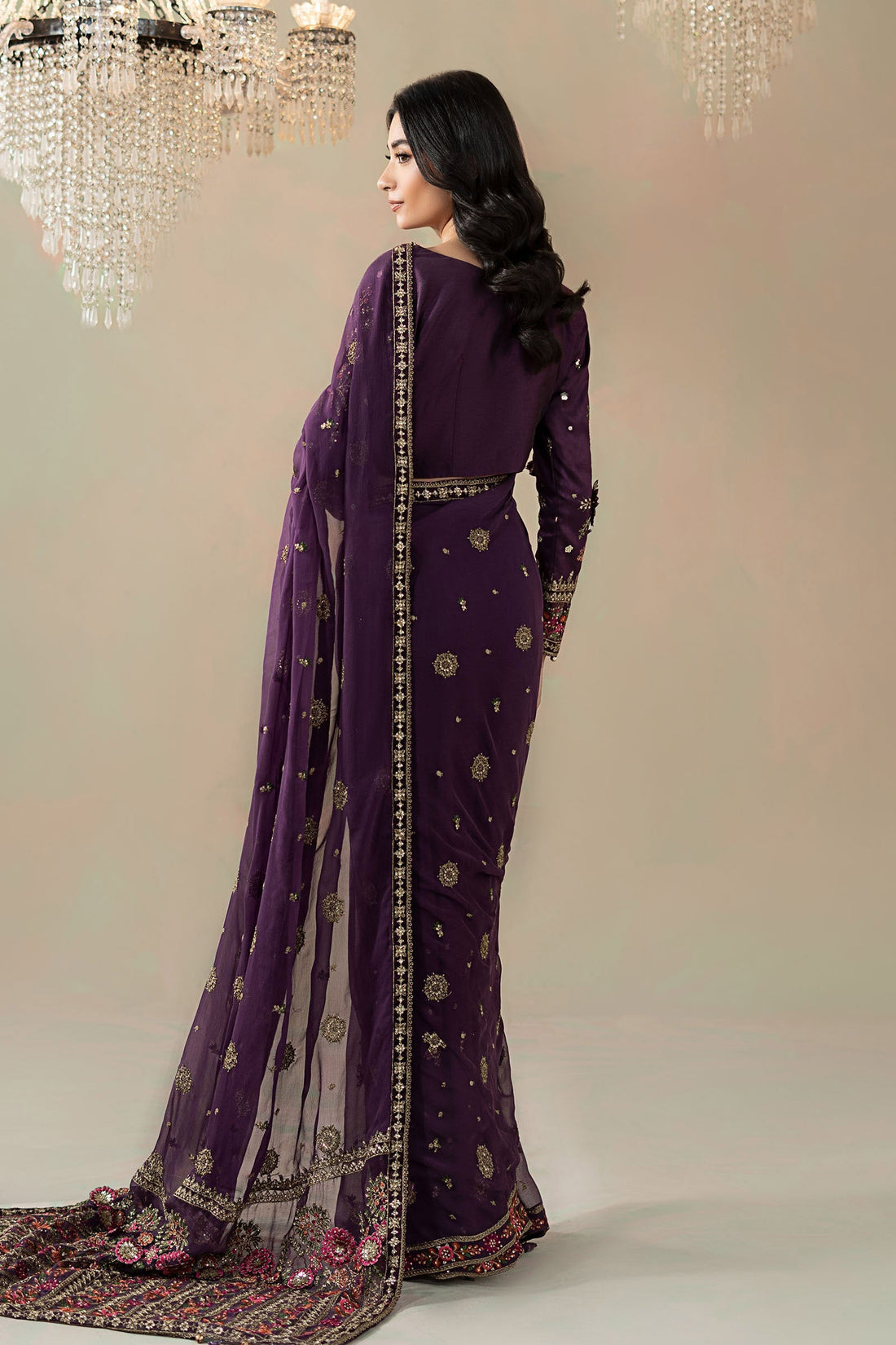 Maria B | Soiree Formals | WFS-09-01-Purple - by Libasekhas UK - Registered Vendor of : Maria B - 100% Original Designer Dress