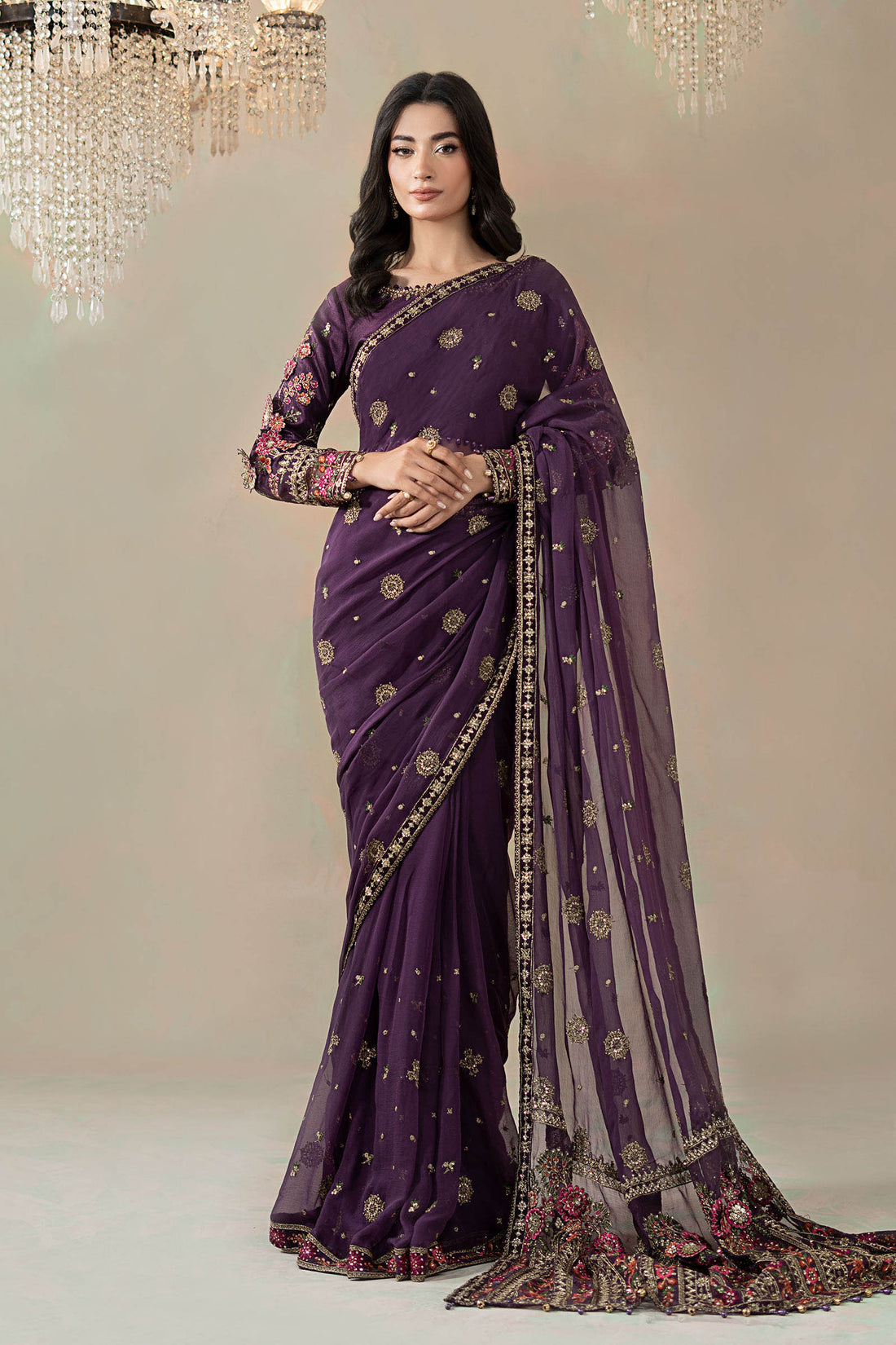 Maria B | Soiree Formals | WFS-09-01-Purple - by Libasekhas UK - Registered Vendor of : Maria B - 100% Original Designer Dress