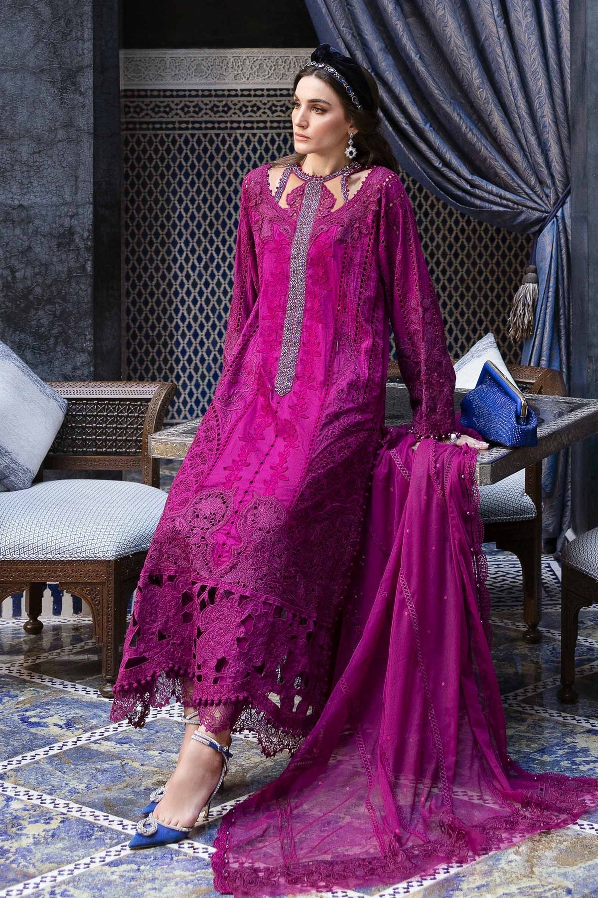 Maria B | Luxury Lawn 25 | D-2502-B - by - Libasekhas UK - Registered Vendor of : Maria B - 100% Original Designer Dresss
