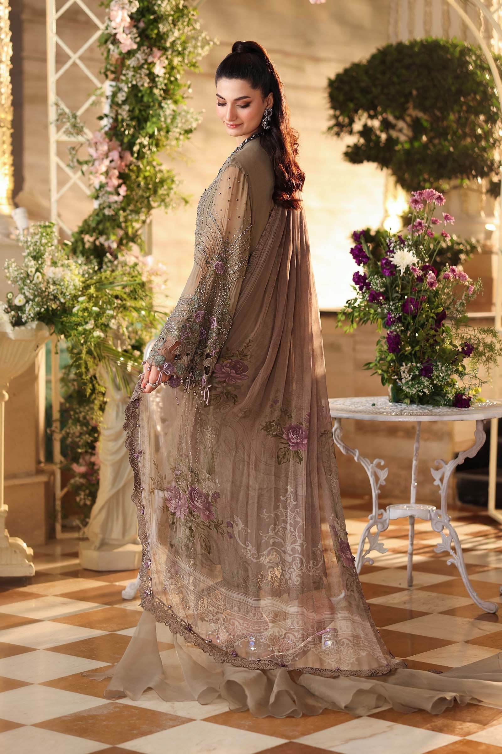 Maria b | Chiffon Formals 26 | MPC-26-102-Muted Mocha Brown - by Libasekhas UK - Registered Vendor of : Maria B - 100% Original Designer Dress