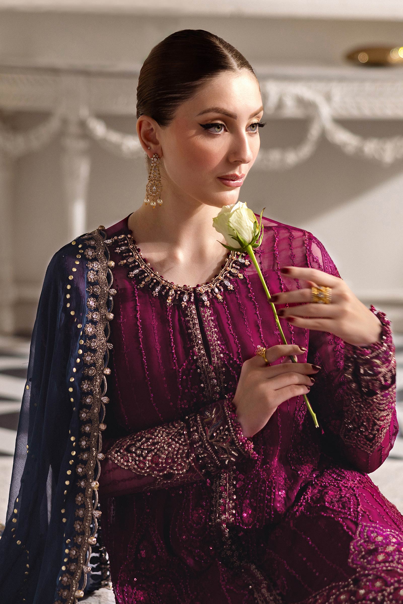 Maria B | Chiffon Formals 25 | MPC-25-102 - by Libasekhas UK - Registered Vendor of : Maria B - 100% Original Designer Dress