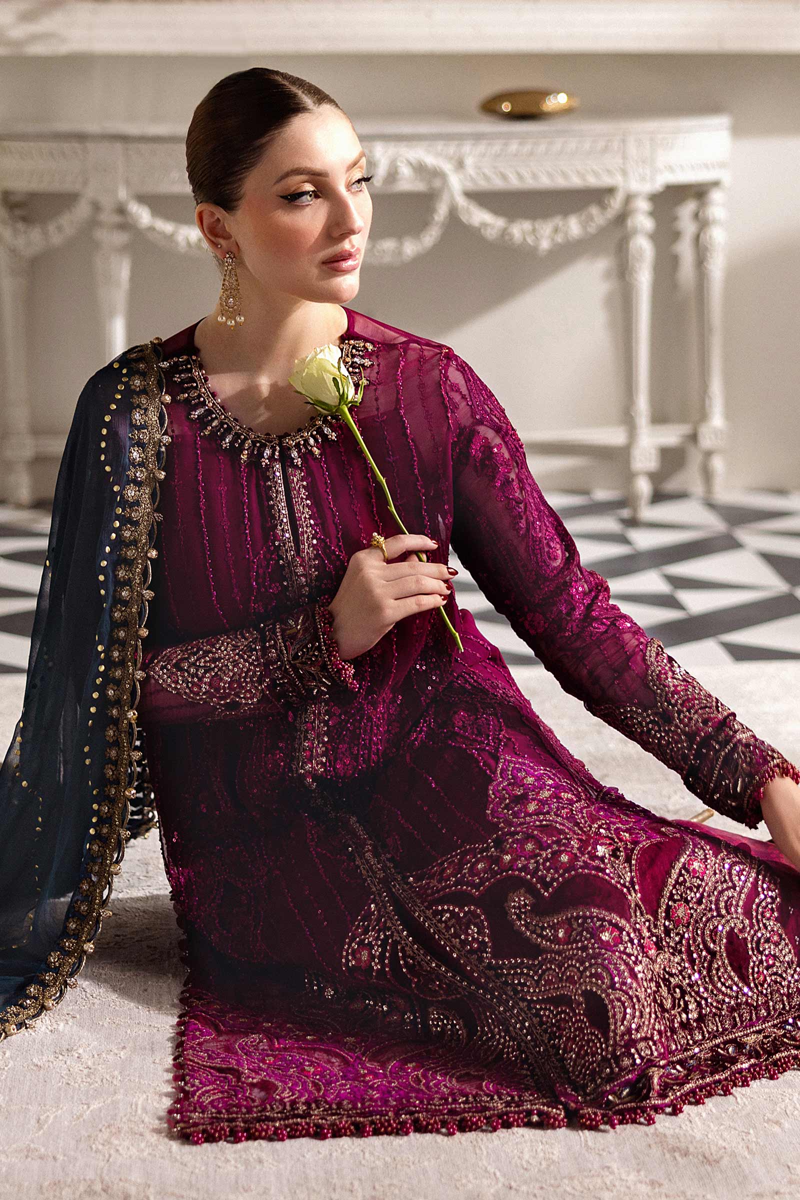 Maria B | Chiffon Formals 25 | MPC-25-102 - by Libasekhas UK - Registered Vendor of : Maria B - 100% Original Designer Dress