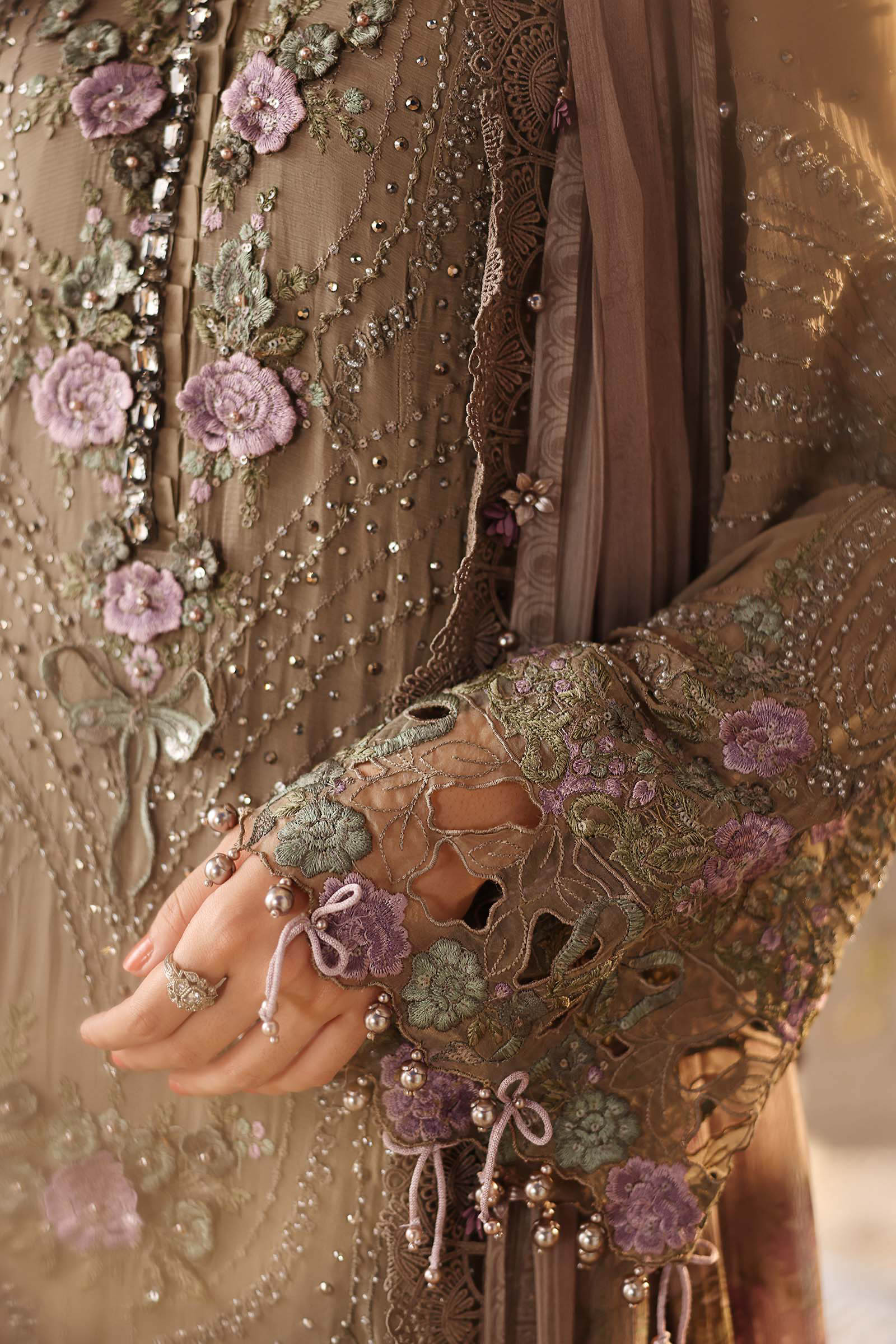 Maria b | Chiffon Formals 26 | MPC-26-102-Muted Mocha Brown - by Libasekhas UK - Registered Vendor of : Maria B - 100% Original Designer Dress