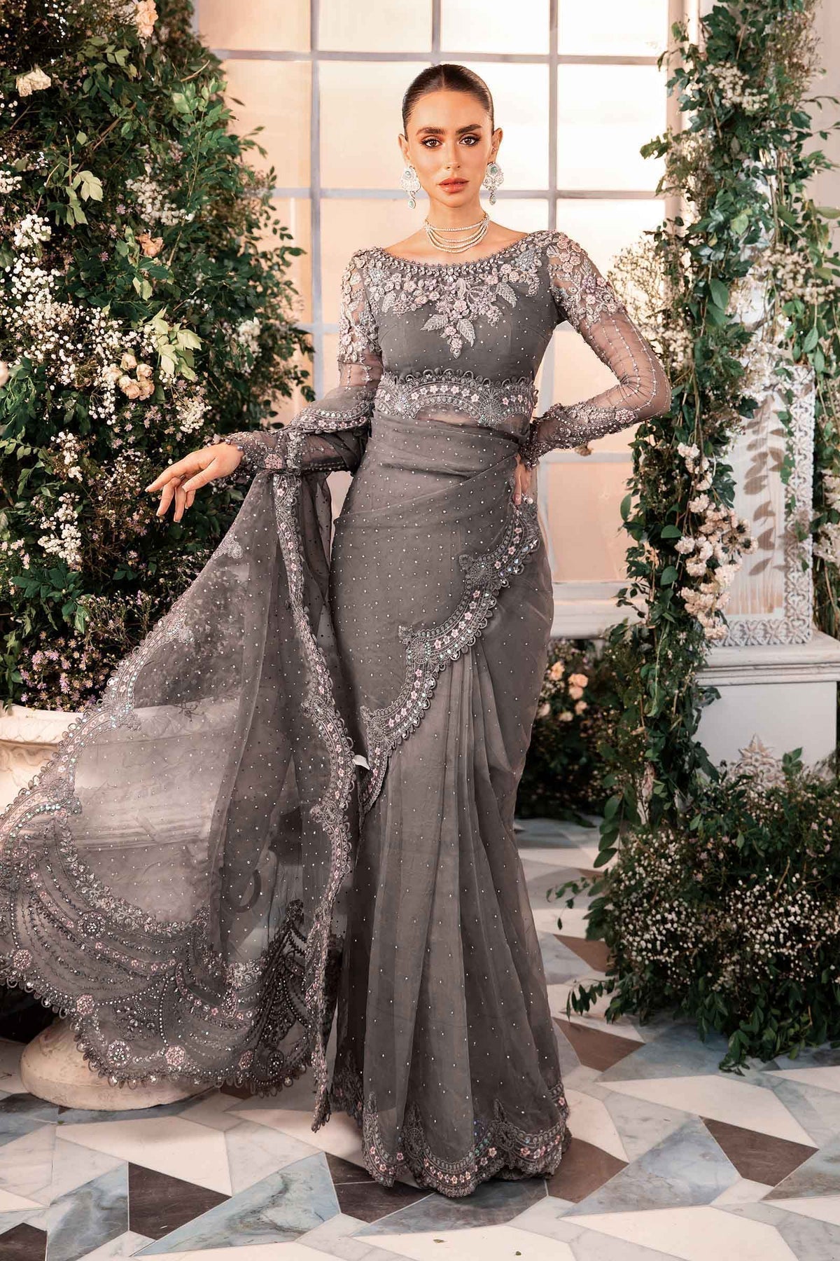 Maria B | Mbroidered Formals 24 | Organza Suit | BD-2902 - by - Libasekhas UK - Registered Vendor of : Maria B - 100% Original Designer Dresss