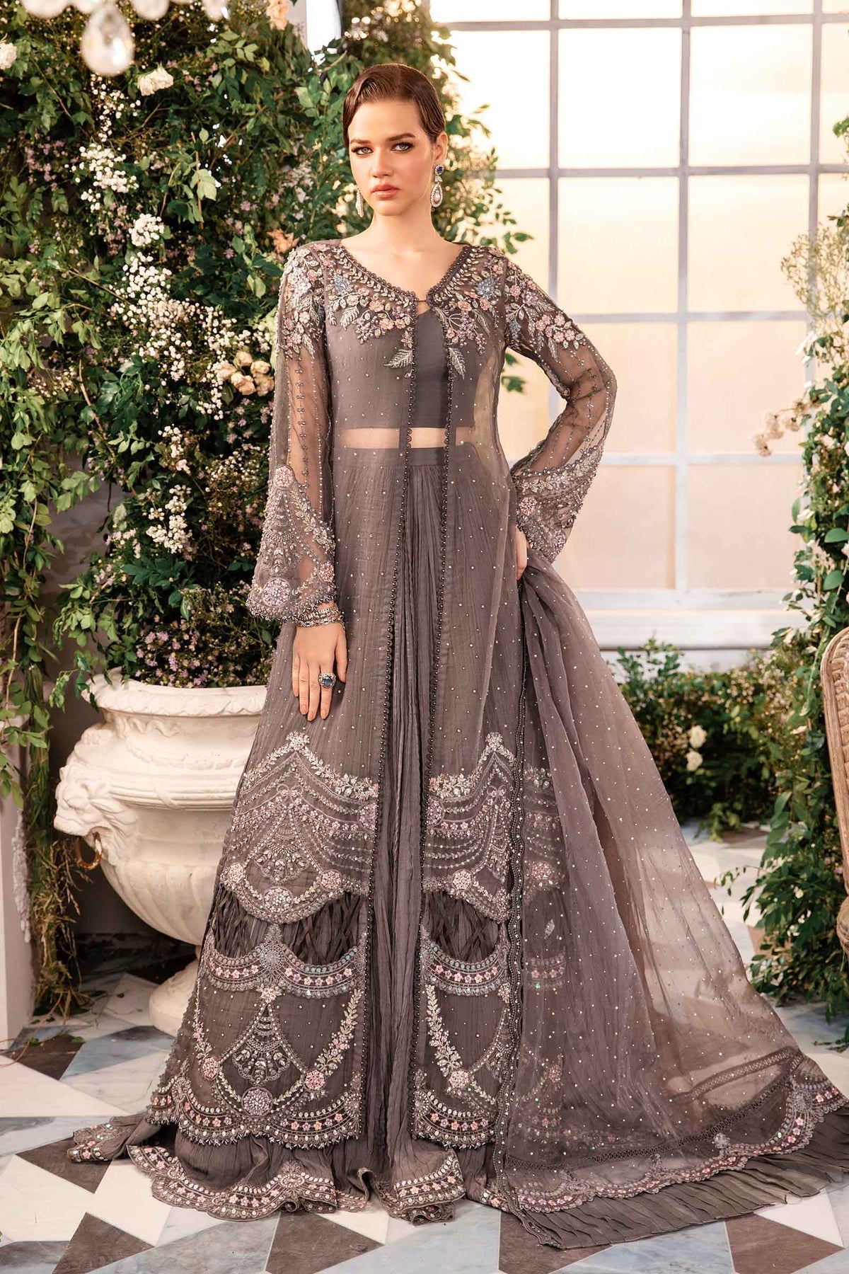 Maria B | Mbroidered Formals 24 | Organza Suit | BD-2902 - by - Libasekhas UK - Registered Vendor of : Maria B - 100% Original Designer Dresss