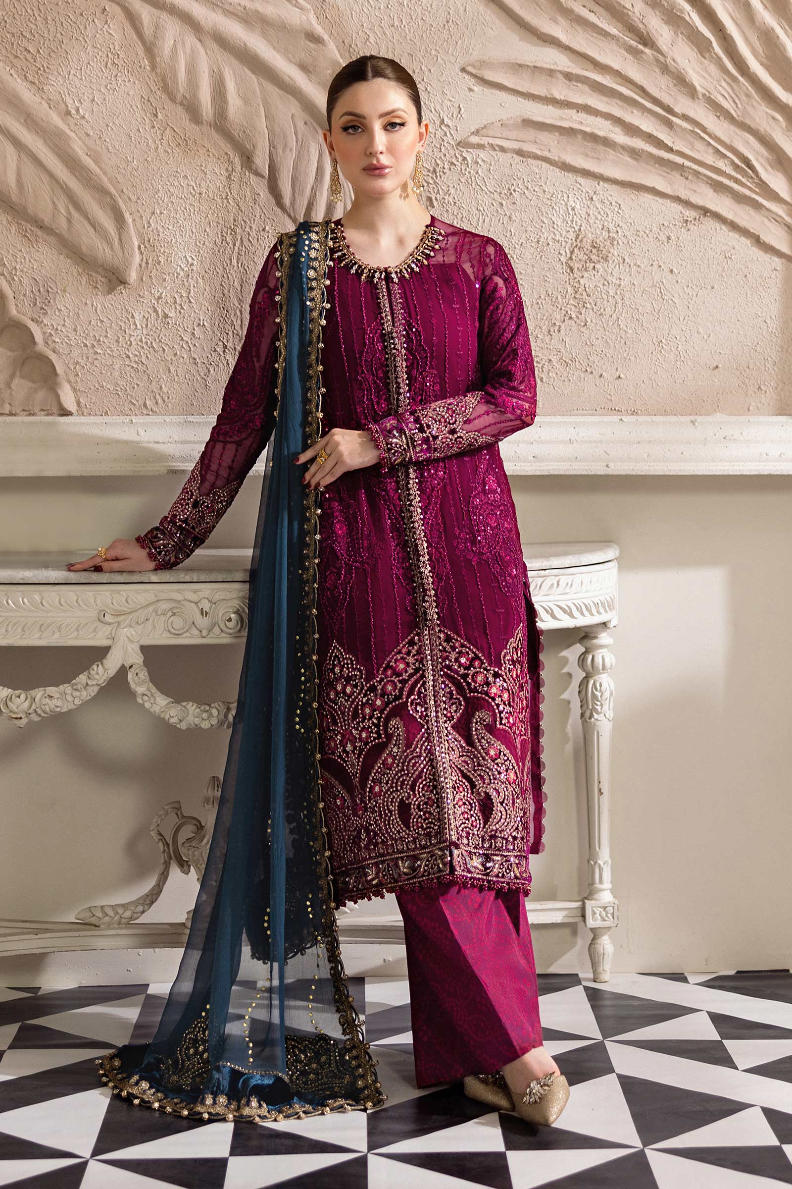 Maria B | Chiffon Formals 25 | MPC-25-102 - by Libasekhas UK - Registered Vendor of : Maria B - 100% Original Designer Dress