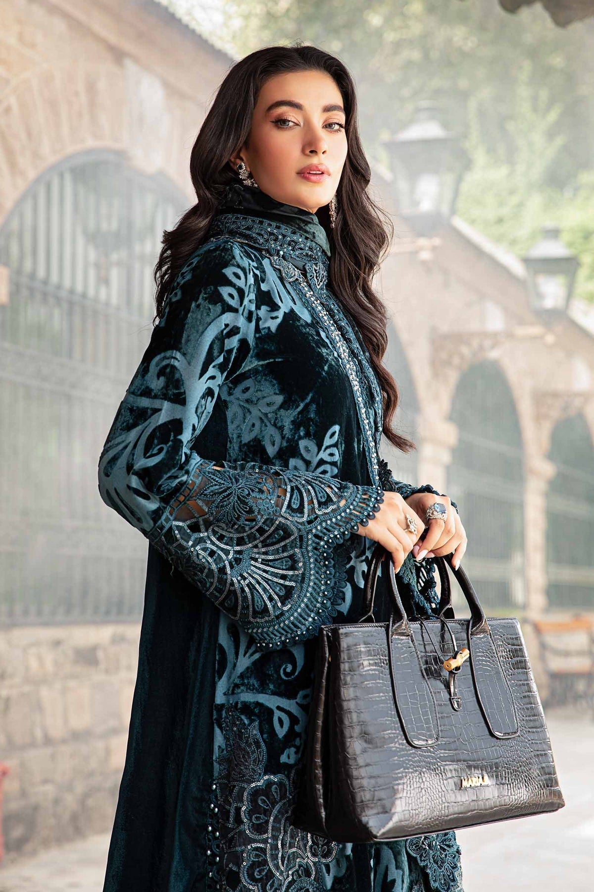 Maria B | Winter Luxe 24 | Velvet DL-1203 - by - Libasekhas UK - Registered Vendor of : Maria B - 100% Original Designer Dresss