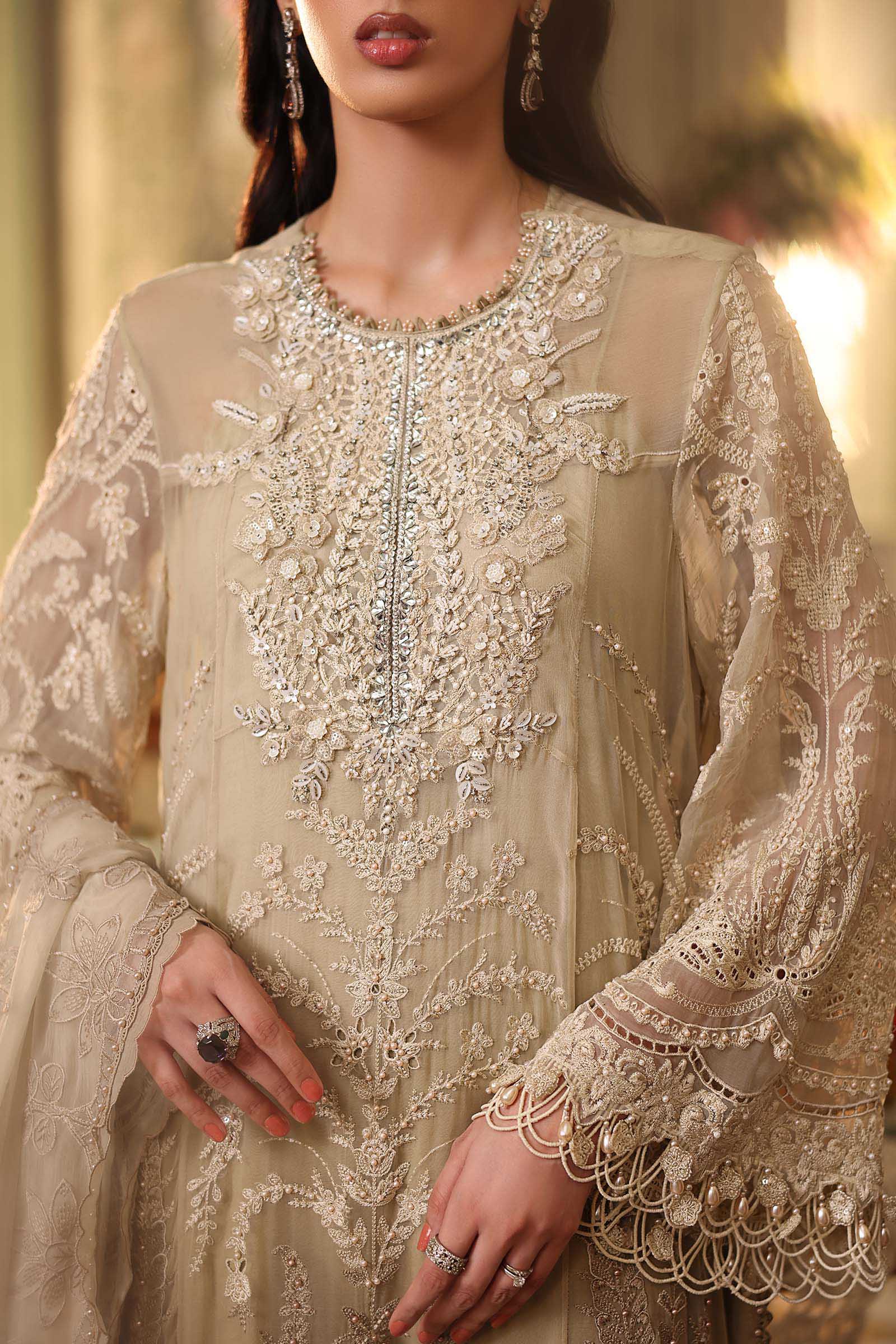 Maria b | Chiffon Formals 26 | MPC-26-103-Olive Gold - by Libasekhas UK - Registered Vendor of : Maria B - 100% Original Designer Dress