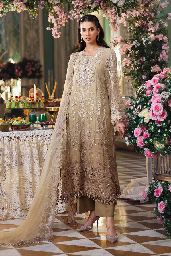 Maria b | Chiffon Formals 26 | MPC-26-103-Olive Gold - by Libasekhas UK - Registered Vendor of : Maria B - 100% Original Designer Dress