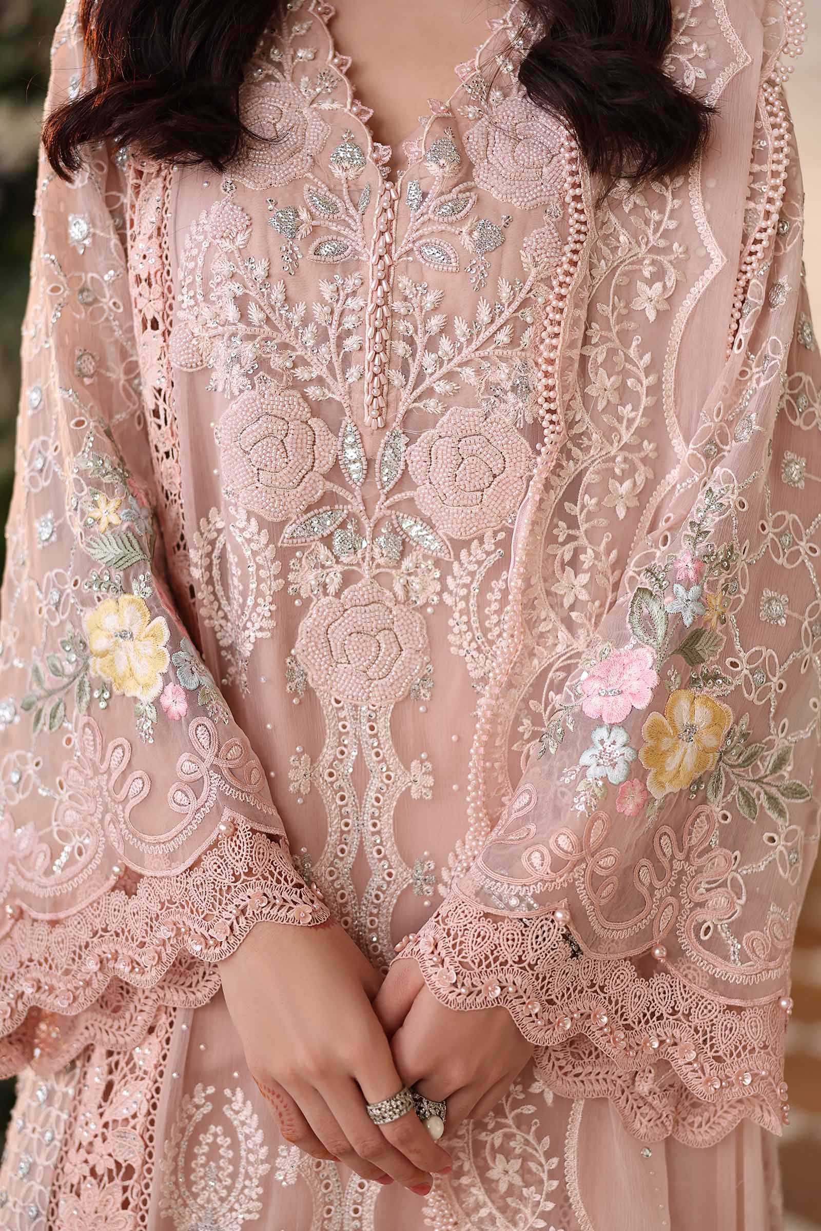 Maria b | Chiffon Formals 26 | MPC-26-104-Peach Pink - by Libasekhas UK - Registered Vendor of : Maria B - 100% Original Designer Dress