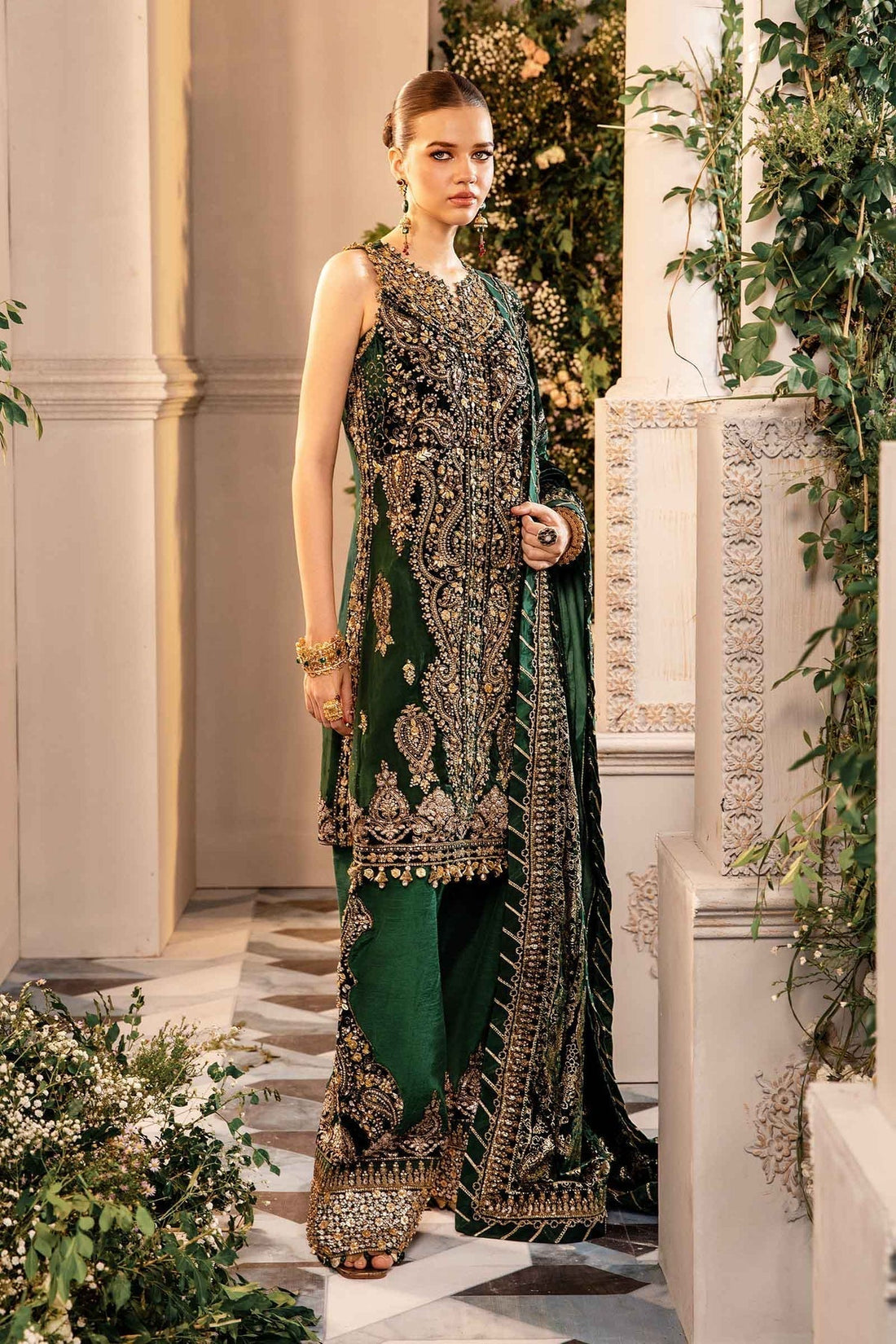 Maria B | Mbroidered Formals 24 | Velvet Suit | BD-2904 - by - Libasekhas UK - Registered Vendor of : Maria B - 100% Original Designer Dresss