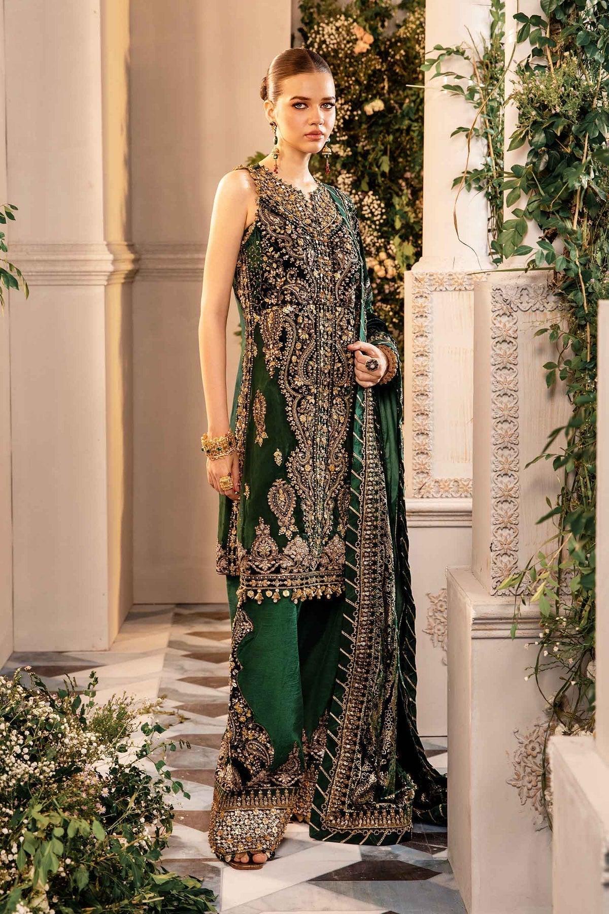 Maria B | Mbroidered Formals 24 | Velvet Suit | BD-2904 - by - Libasekhas UK - Registered Vendor of : Maria B - 100% Original Designer Dresss