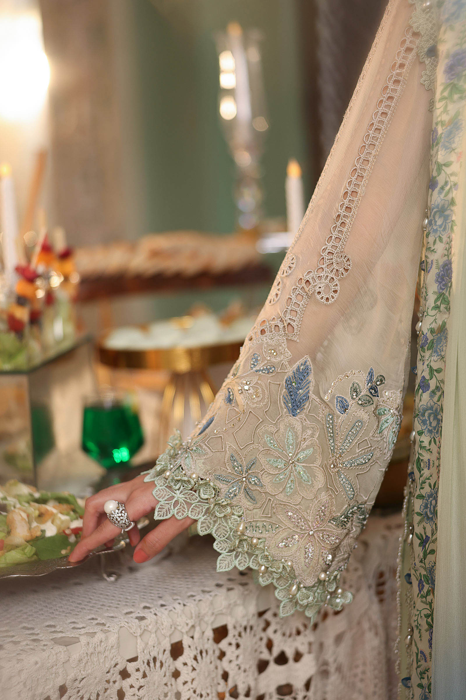 Maria b | Chiffon Formals 26 | MPC-26-105-Pistachio Green - by Libasekhas UK - Registered Vendor of : Maria B - 100% Original Designer Dress