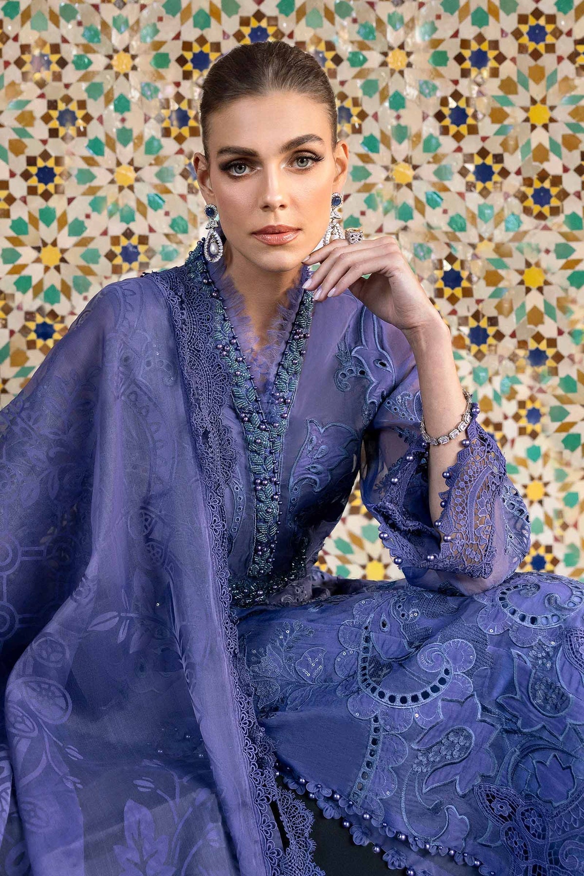 Maria B | Luxury Lawn 25 | D-2506-B - by - Libasekhas UK - Registered Vendor of : Maria B - 100% Original Designer Dresss