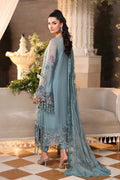 Maria b | Chiffon Formals 26 | MPC-26-106-Slate Blue - by Libasekhas UK - Registered Vendor of : Maria B - 100% Original Designer Dress