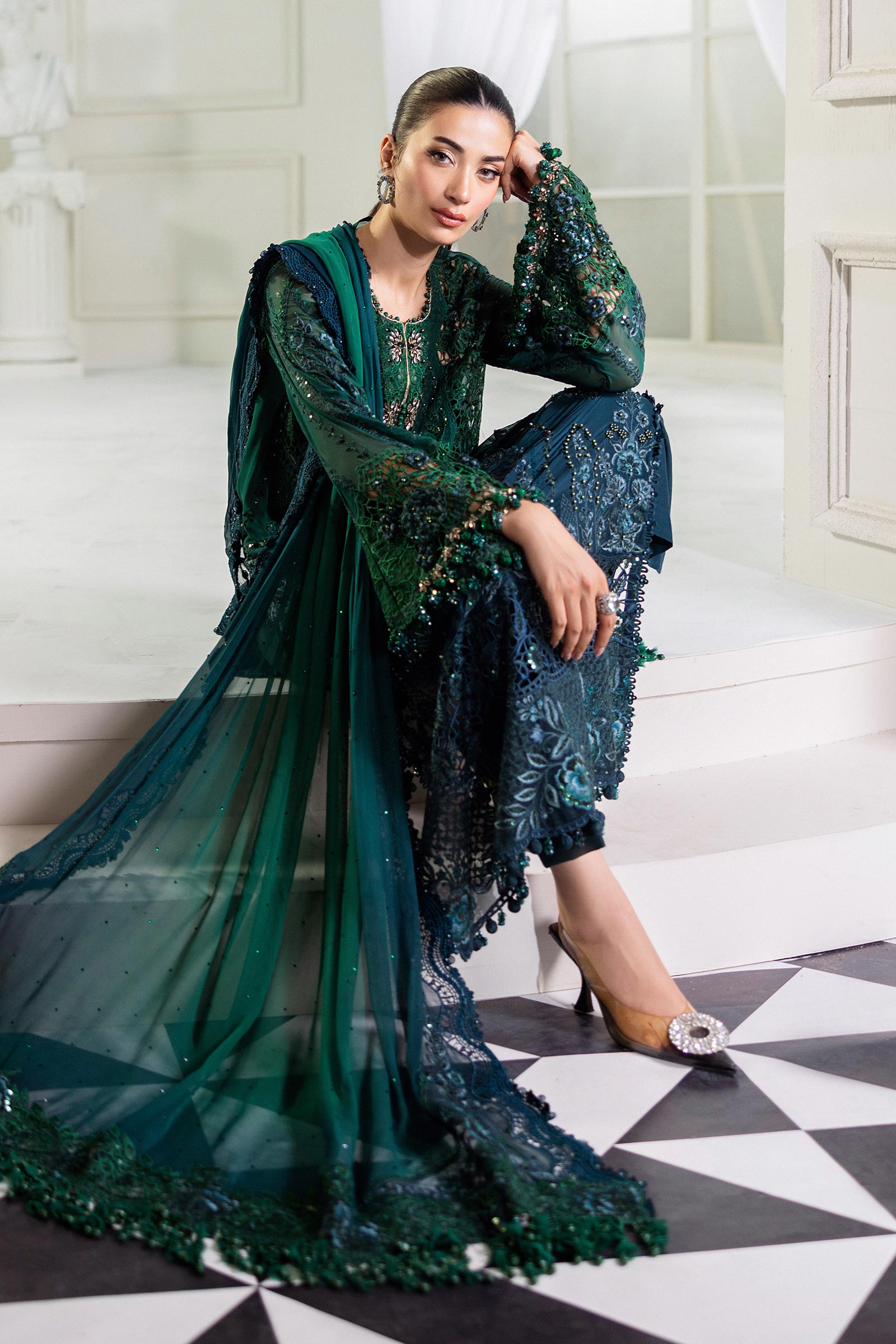 Maria B | Chiffon Formals 25 | MPC-25-106 - by Libasekhas UK - Registered Vendor of : Maria B - 100% Original Designer Dress