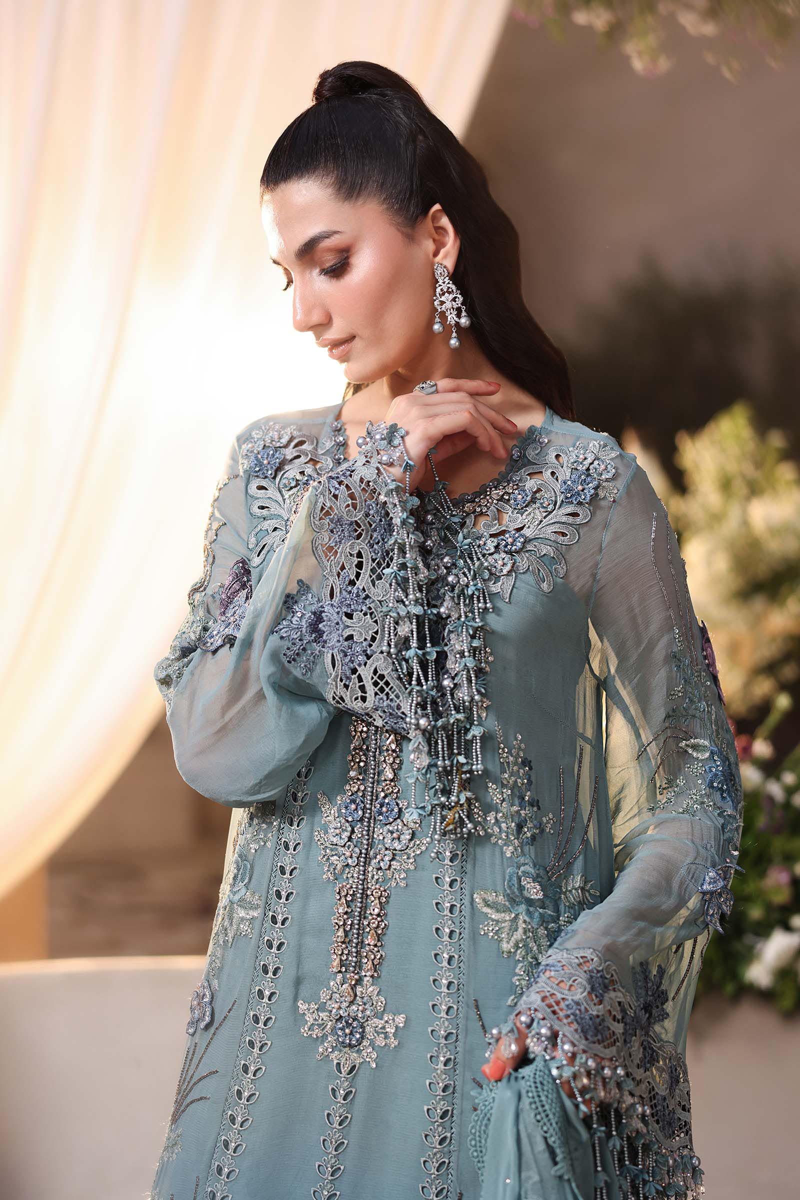 Maria b | Chiffon Formals 26 | MPC-26-106-Slate Blue - by Libasekhas UK - Registered Vendor of : Maria B - 100% Original Designer Dress