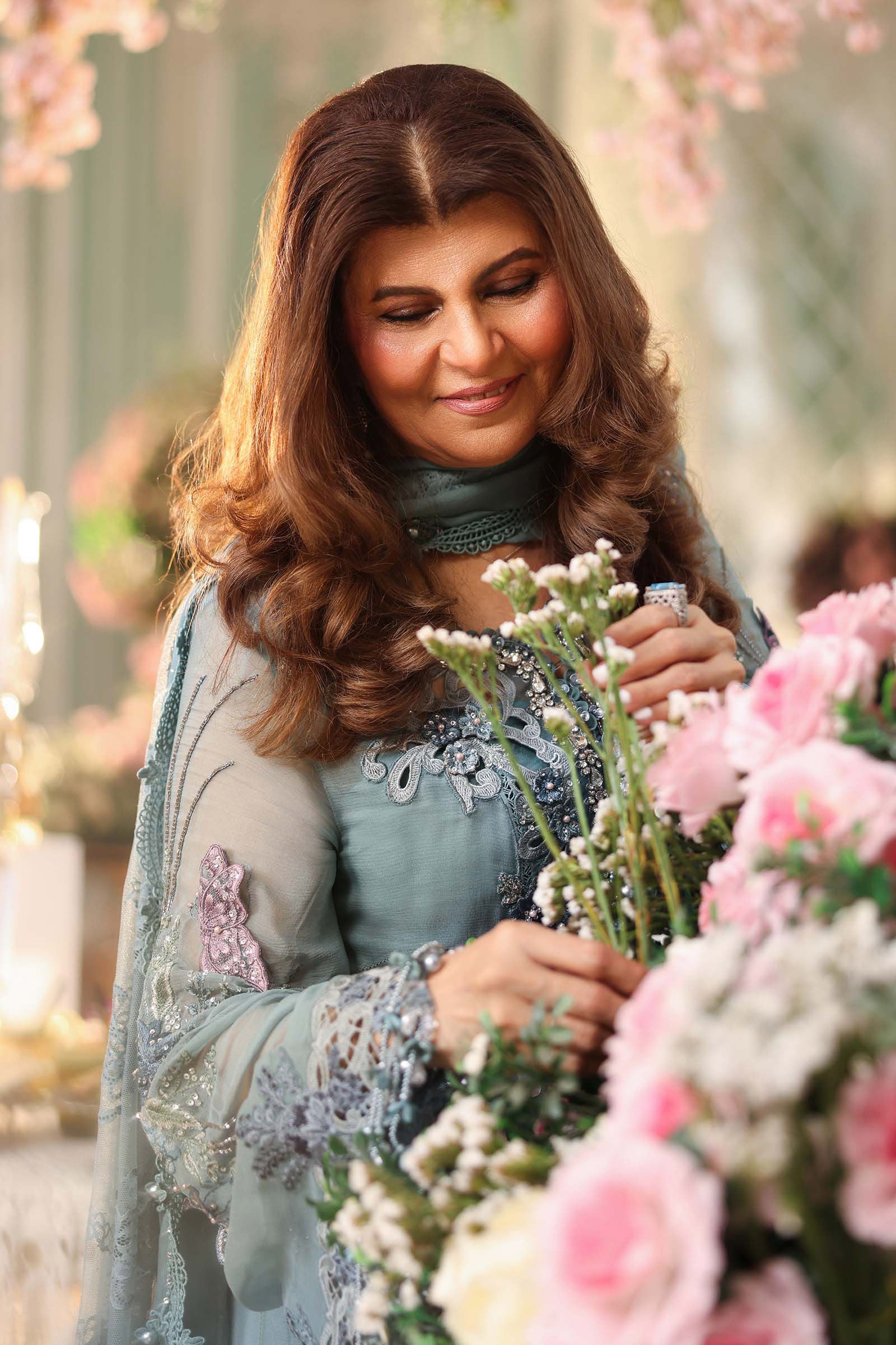 Maria b | Chiffon Formals 26 | MPC-26-106-Slate Blue - by Libasekhas UK - Registered Vendor of : Maria B - 100% Original Designer Dress