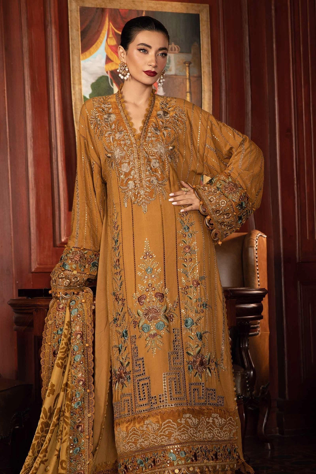 Maria B | Winter Luxe 24 | Velvet DL-1207 - by - Libasekhas UK - Registered Vendor of : Maria B - 100% Original Designer Dresss