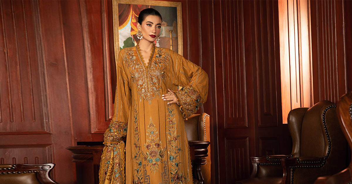 Maria B | Winter Luxe 24 | Velvet DL-1207 - by - Libasekhas UK - Registered Vendor of : Maria B - 100% Original Designer Dresss