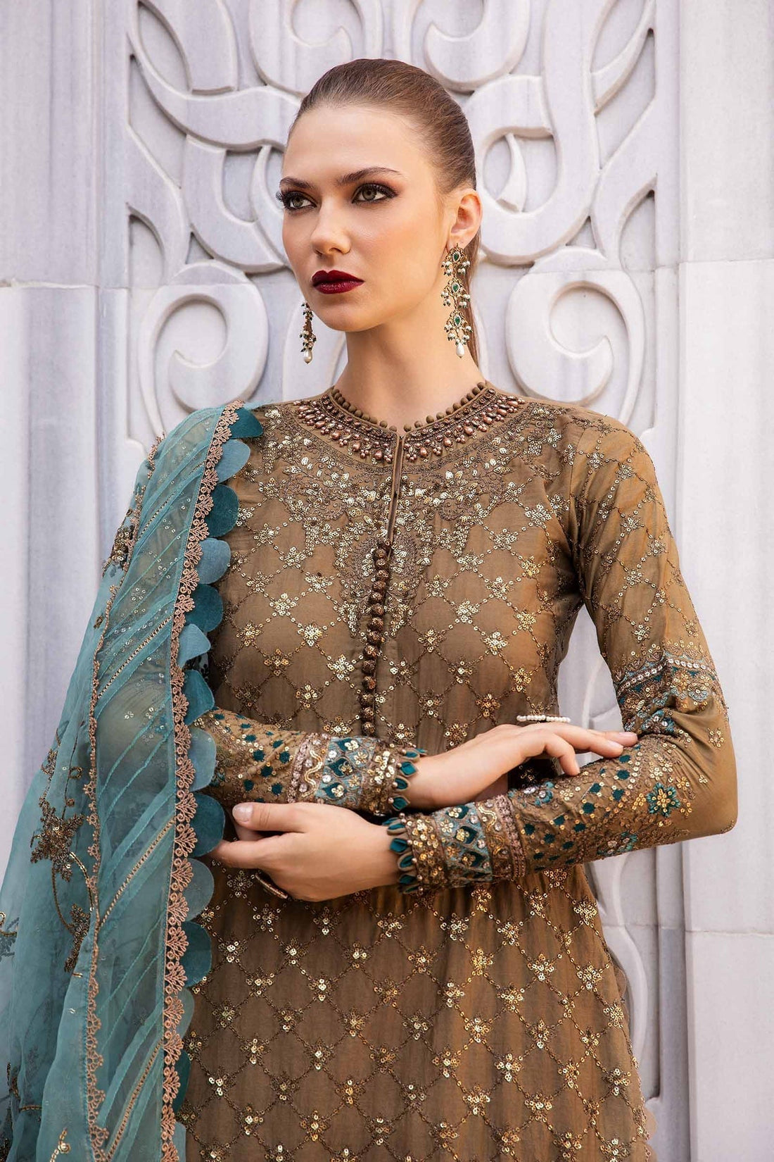 Maria B | Sateen Formals 24 | CST-808 - by - Libasekhas UK - Registered Vendor of : Maria B - 100% Original Designer Dresss