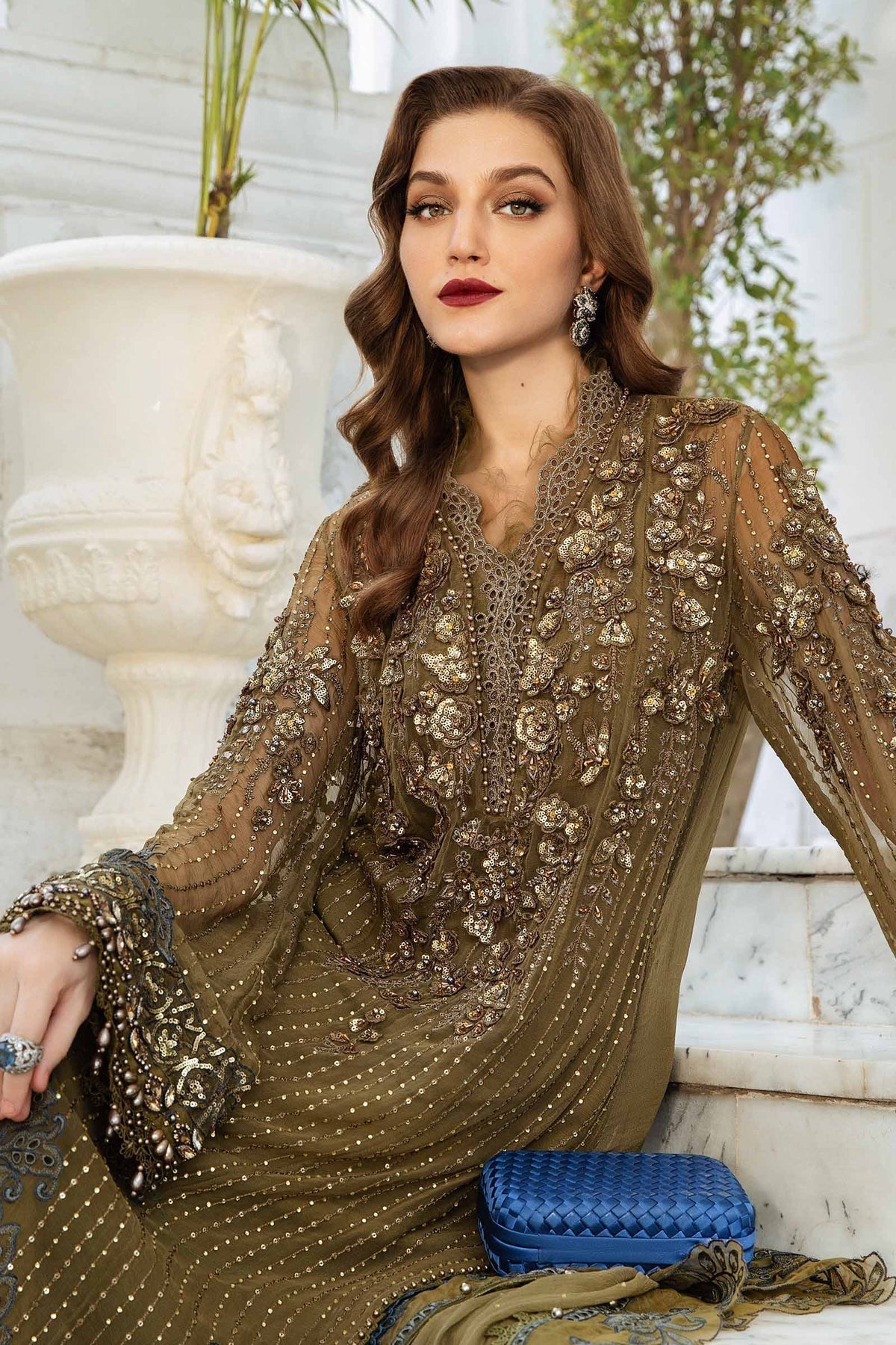 Maria B | Chiffon Formals 24 | Chiffon Suit | MPC-24-108 - by - Libasekhas UK - Registered Vendor of : Maria B - 100% Original Designer Dresss
