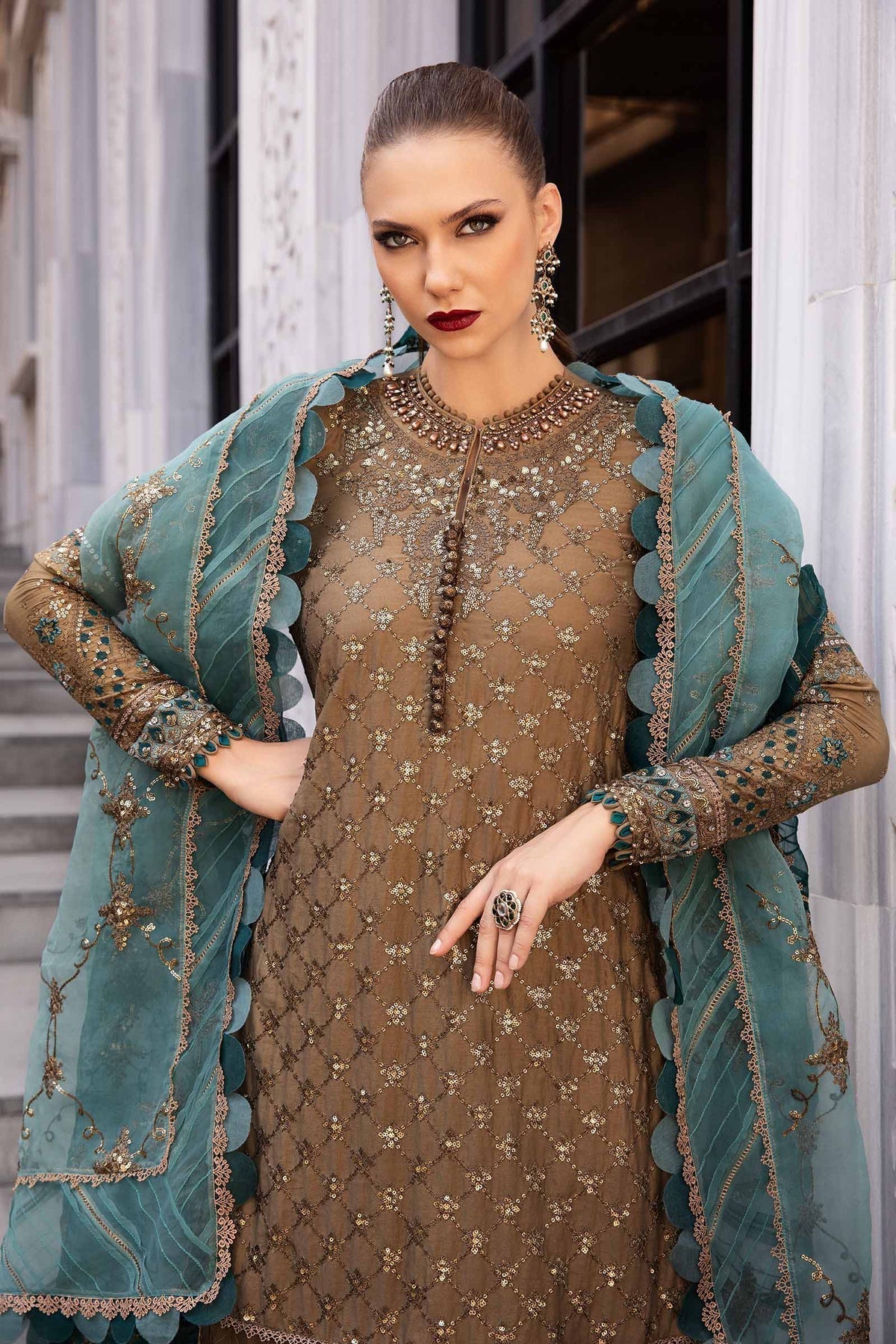Maria B | Sateen Formals 24 | CST-808 - by - Libasekhas UK - Registered Vendor of : Maria B - 100% Original Designer Dresss