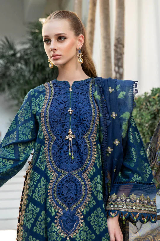 Maria B | Luxury Lawn | EL-23-08-Blue - by - Libasekhas UK - Registered Vendor of : Maria B - 100% Original Designer Dresss