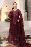 Maria b | Chiffon Formals 26 | MPC-26-108-Burgundy - by Libasekhas UK - Registered Vendor of : Maria B - 100% Original Designer Dress
