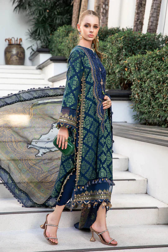 Maria B | Luxury Lawn | EL-23-08-Blue - by - Libasekhas UK - Registered Vendor of : Maria B - 100% Original Designer Dresss