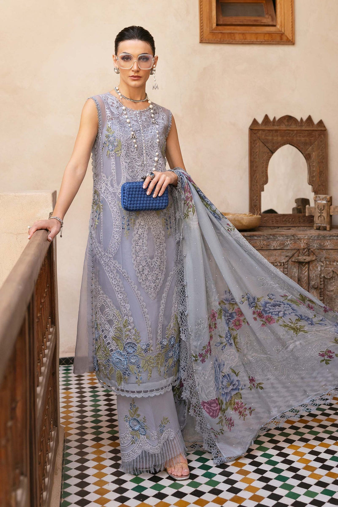 Maria B | Luxury Lawn 25 | D-2509-B - by - Libasekhas UK - Registered Vendor of : Maria B - 100% Original Designer Dresss