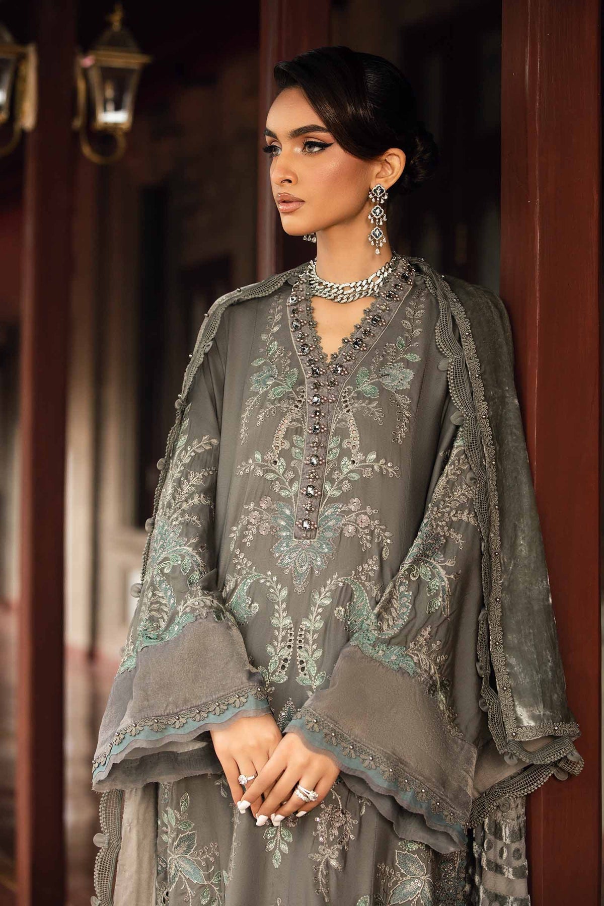 Maria B | Winter Luxe 24 | Velvet DL-1209 - by - Libasekhas UK - Registered Vendor of : Maria B - 100% Original Designer Dresss