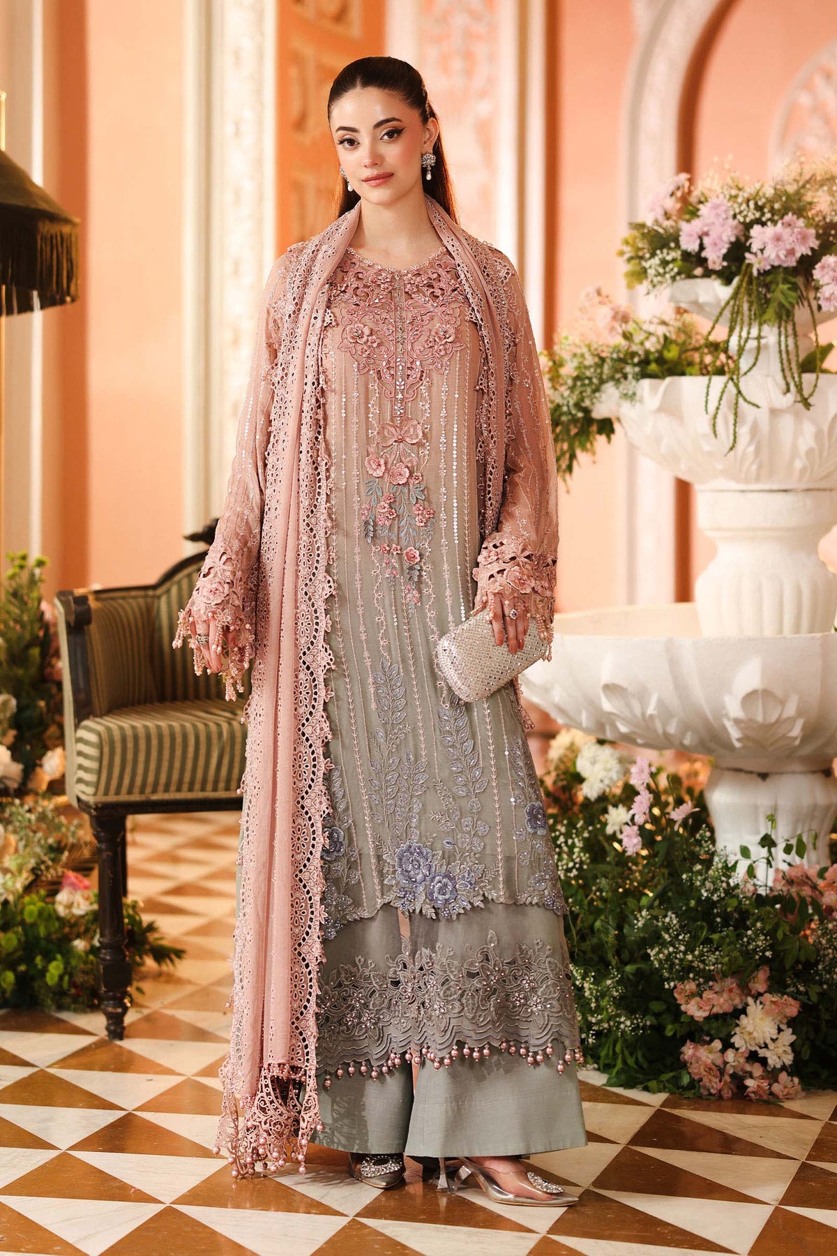 Maria B | Royale Tea Affair | MPC-26-202-Ombre Blossom - by Libasekhas UK - Registered Vendor of : Maria B - 100% Original Designer Dress