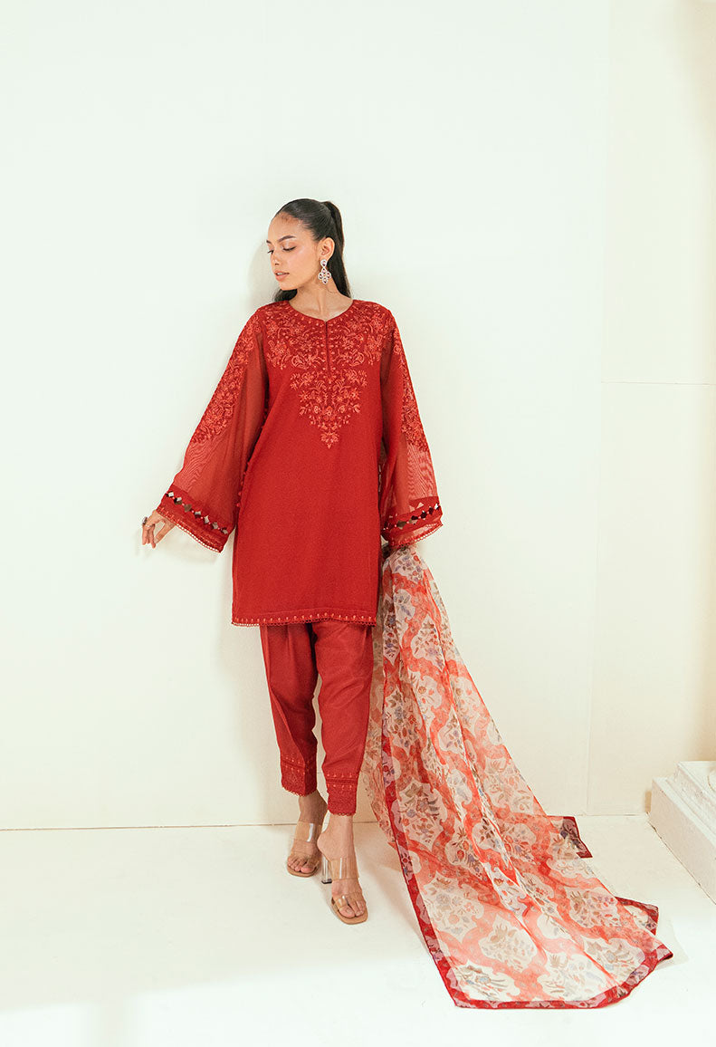 Dhanak | Signature Pret | SS25DA-2698 RED - by - Libasekhas UK - Registered Vendor of : Dhanak - 100% Original Designer Dresss