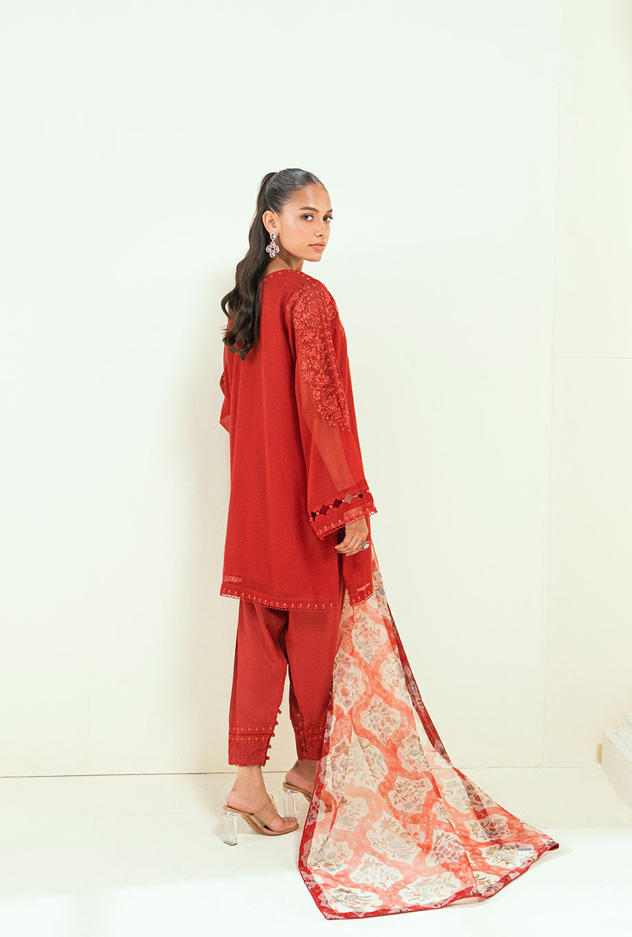 Dhanak | Signature Pret | SS25DA-2698 RED - by - Libasekhas UK - Registered Vendor of : Dhanak - 100% Original Designer Dresss