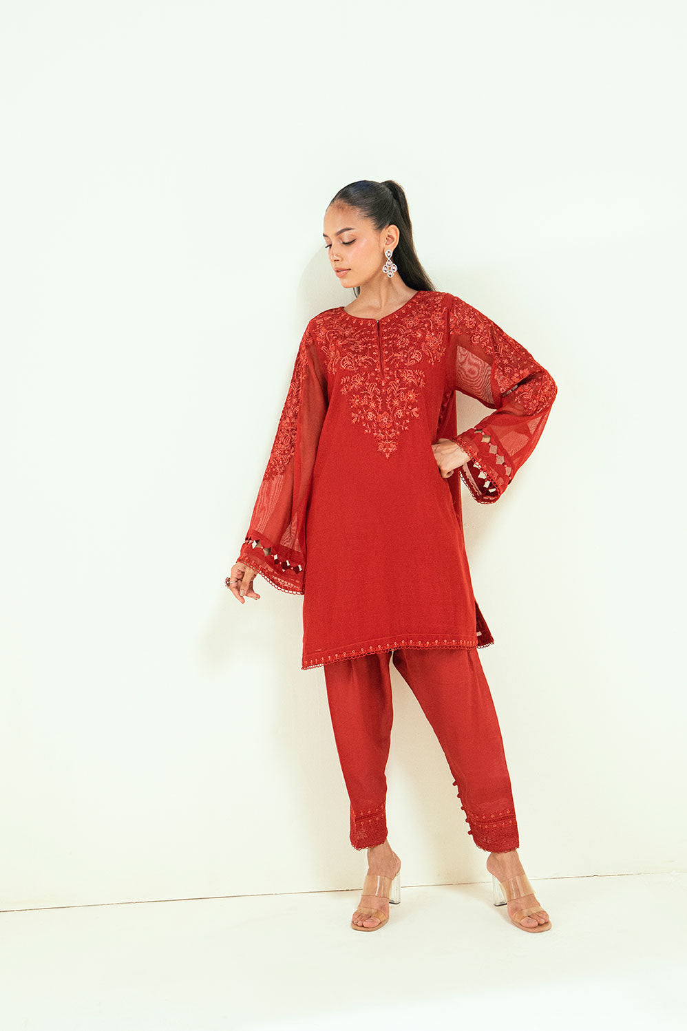 Dhanak | Signature Pret | SS25DA-2698 RED - by - Libasekhas UK - Registered Vendor of : Dhanak - 100% Original Designer Dresss