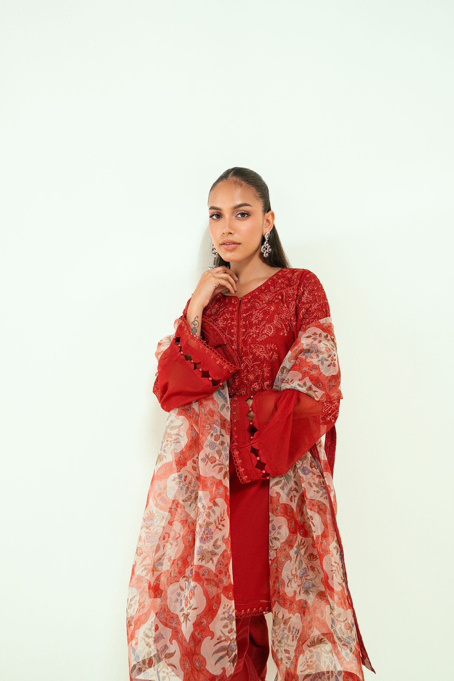 Dhanak | Signature Pret | SS25DA-2698 RED - by - Libasekhas UK - Registered Vendor of : Dhanak - 100% Original Designer Dresss