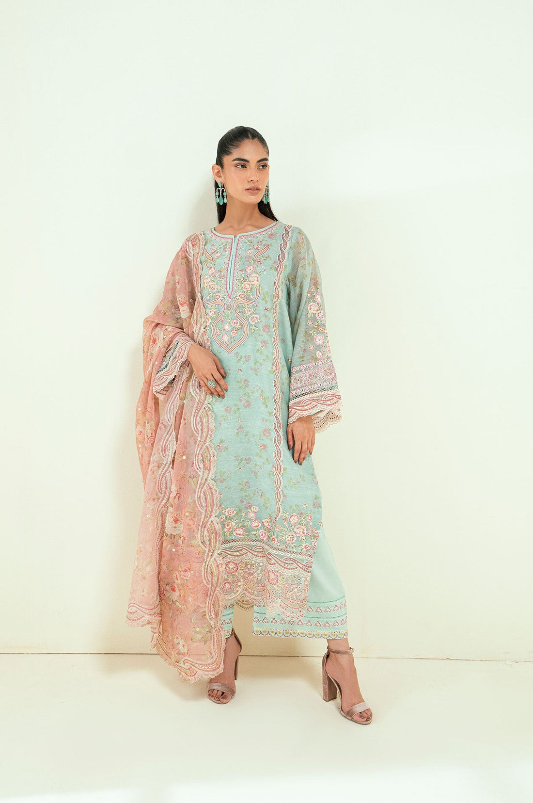 Dhanak | Signature Pret | SS25DA-2722 L-GREEN - by - Libasekhas UK - Registered Vendor of : Dhanak - 100% Original Designer Dresss
