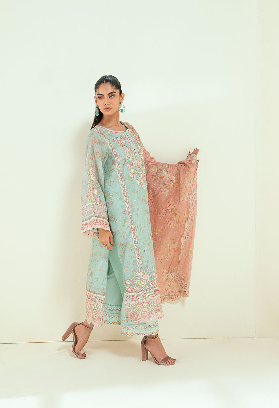 Dhanak | Signature Pret | SS25DA-2722 L-GREEN - by - Libasekhas UK - Registered Vendor of : Dhanak - 100% Original Designer Dresss