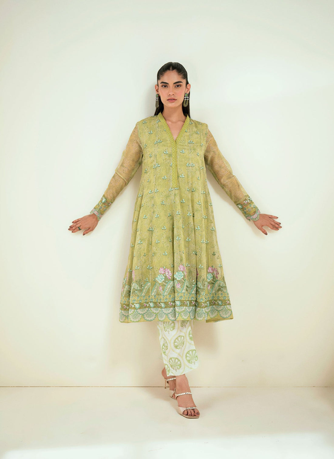 Dhanak | Signature Pret | SS25DA-2729 L-GREEN - by - Libasekhas UK - Registered Vendor of : Dhanak - 100% Original Designer Dresss