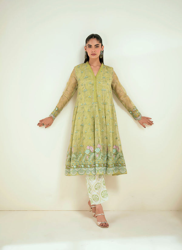 Dhanak | Signature Pret | SS25DA-2729 L-GREEN - by - Libasekhas UK - Registered Vendor of : Dhanak - 100% Original Designer Dresss