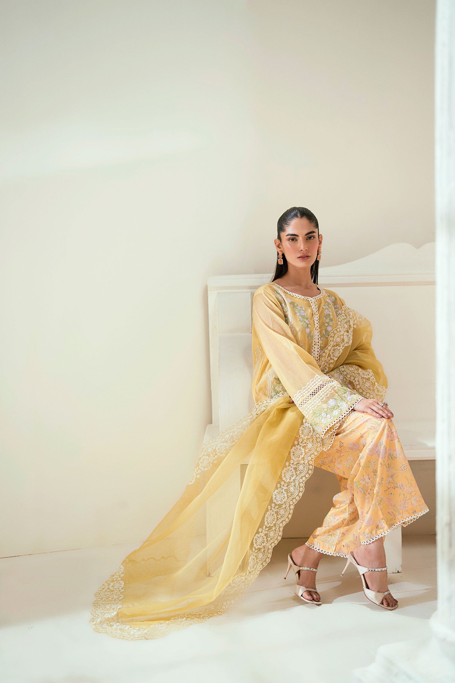 Dhanak | Signature Pret | SS25DA-2741 YELLOW - by - Libasekhas UK - Registered Vendor of : Dhanak - 100% Original Designer Dresss